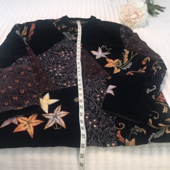 Alex Kim Boho Embroidered Beaded Blazer Jacket Size Medium Floral Patchwork - Picture 13 of 17